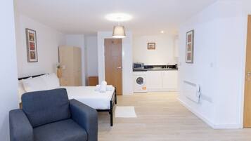 1 bedroom, iron/ironing board, bed sheets