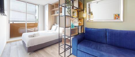 1 bedroom, desk, soundproofing, iron/ironing board