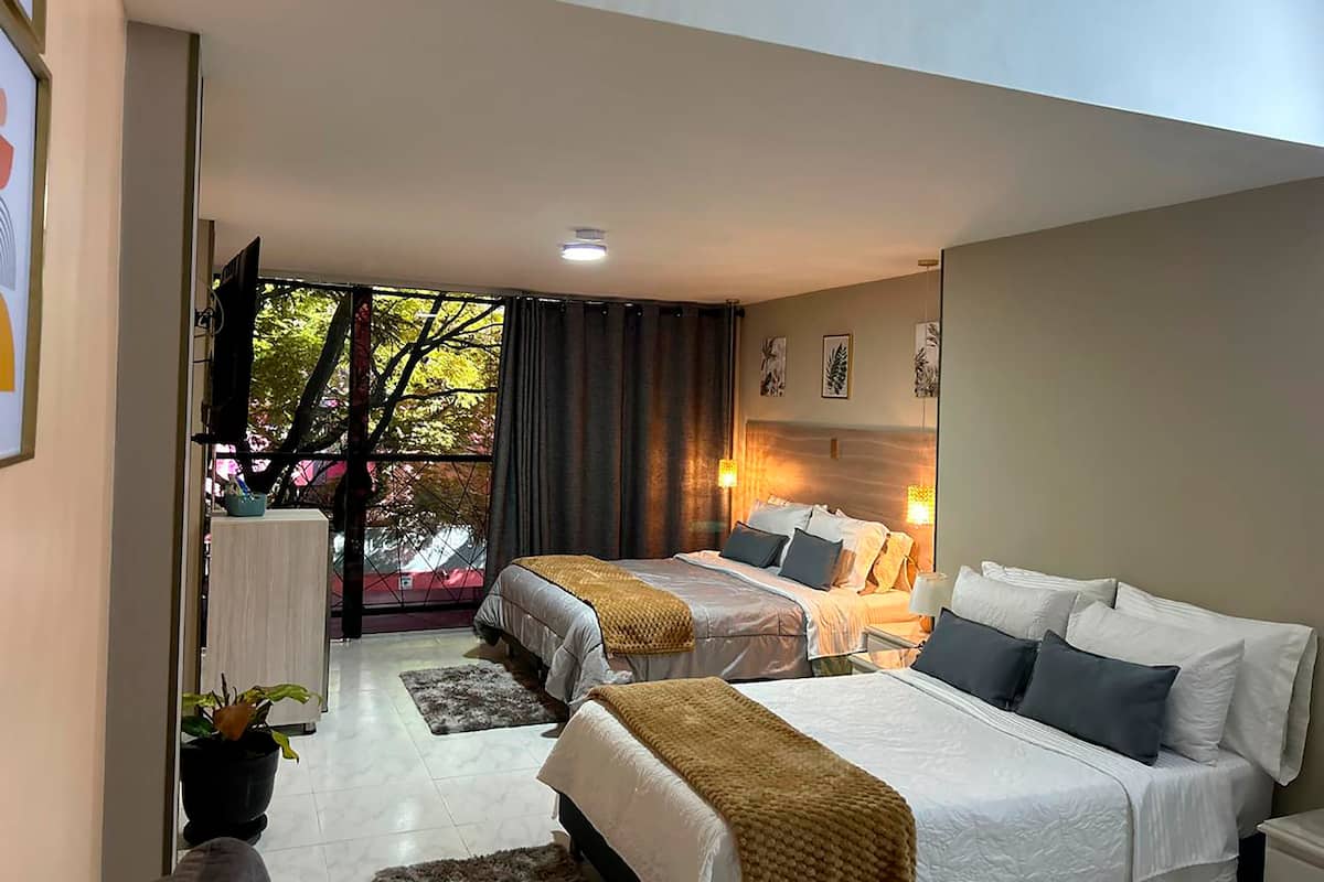 Premium bedding, down duvets, memory-foam beds, individually furnished