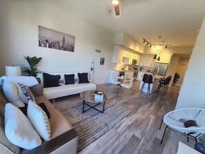 Luxury Apartment, 2 Bedrooms, Accessible, Kitchenette | Living area | Smart TV, printers - Group Lux great for up to 8 guests (West Palm Beach)