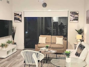 Luxury Apartment, 2 Bedrooms, Accessible, Kitchenette | Living area | Smart TV, printers - Group Lux great for up to 8 guests (West Palm Beach)