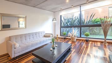 Apartamento | Área de estar | TV 40 polegadas com canais via satélite