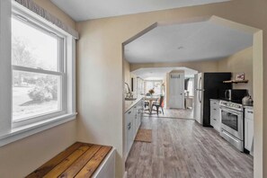 Fridge, microwave, stovetop, coffee/tea maker - The Lock Shop Cottage - in Kennebunkport (Arundel)