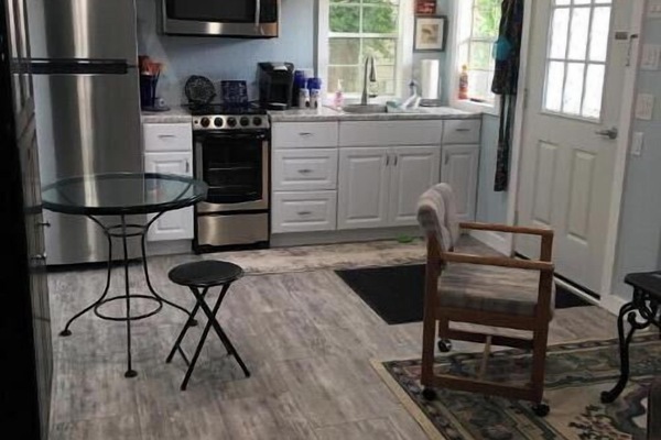 Fridge, stovetop, cookware/dishes/utensils