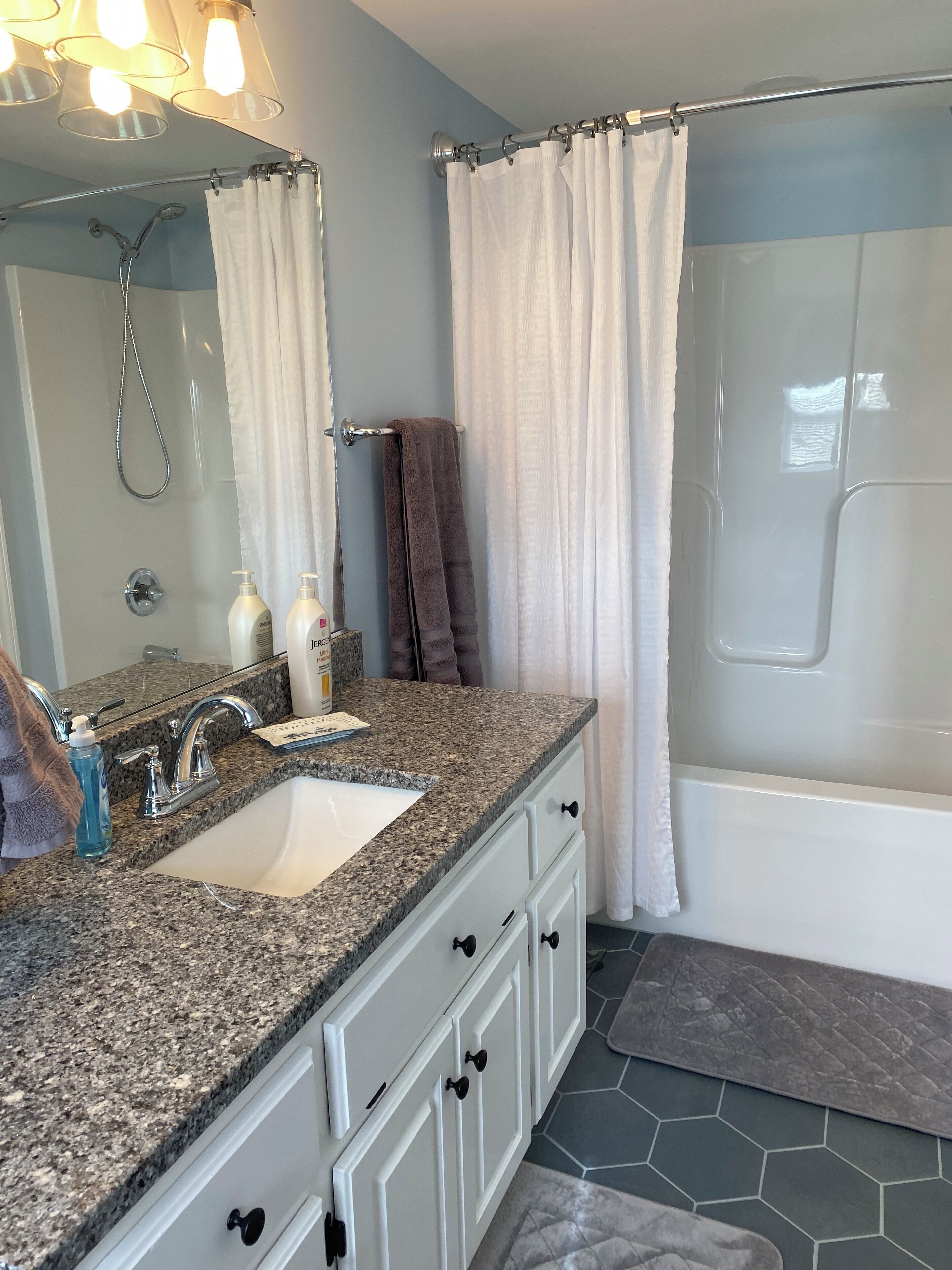 Hair dryer, towels, toilet paper