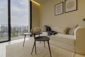 40-inch flat-screen TV with cable channels