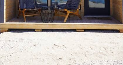 King Bed-Firepit-Shade-Chairs-Dark Skies