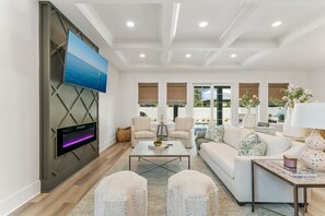 TV, fireplace