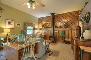 テレビ、暖炉、DVD プレーヤー、書庫