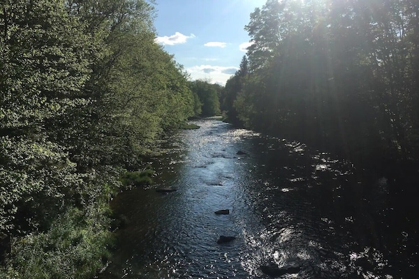 River view from the bridge down the street