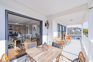 Outdoor dining - Beautiful Beach House walking distance to White Sands Beach & the Bay!  (Seaside Park)