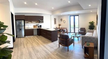 Apartment (R1 Triple) | Private kitchen | Full-size fridge, microwave, oven, dishwasher