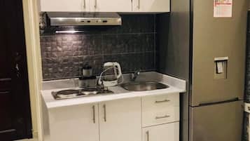 Full-size fridge, microwave, oven, dishwasher