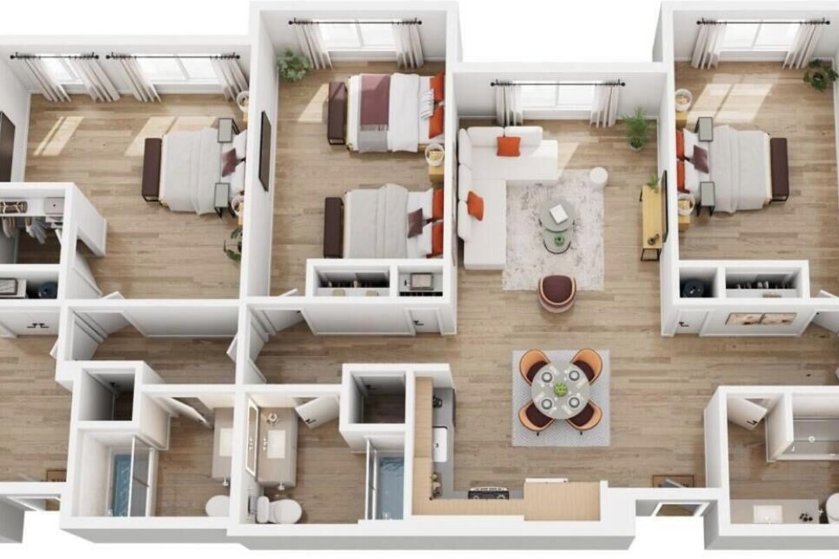 Four Bedroom Residence | 低過敏寢具、客房內保險箱、筆電工作空間、遮光布/窗簾