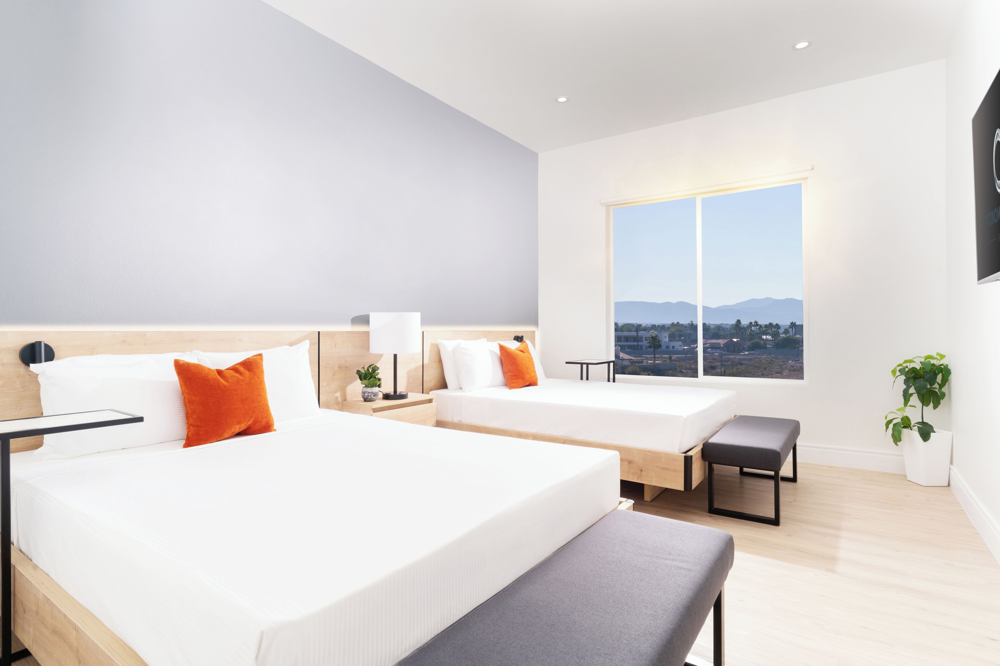 Hypo-allergenic bedding, in-room safe, laptop workspace, blackout drapes