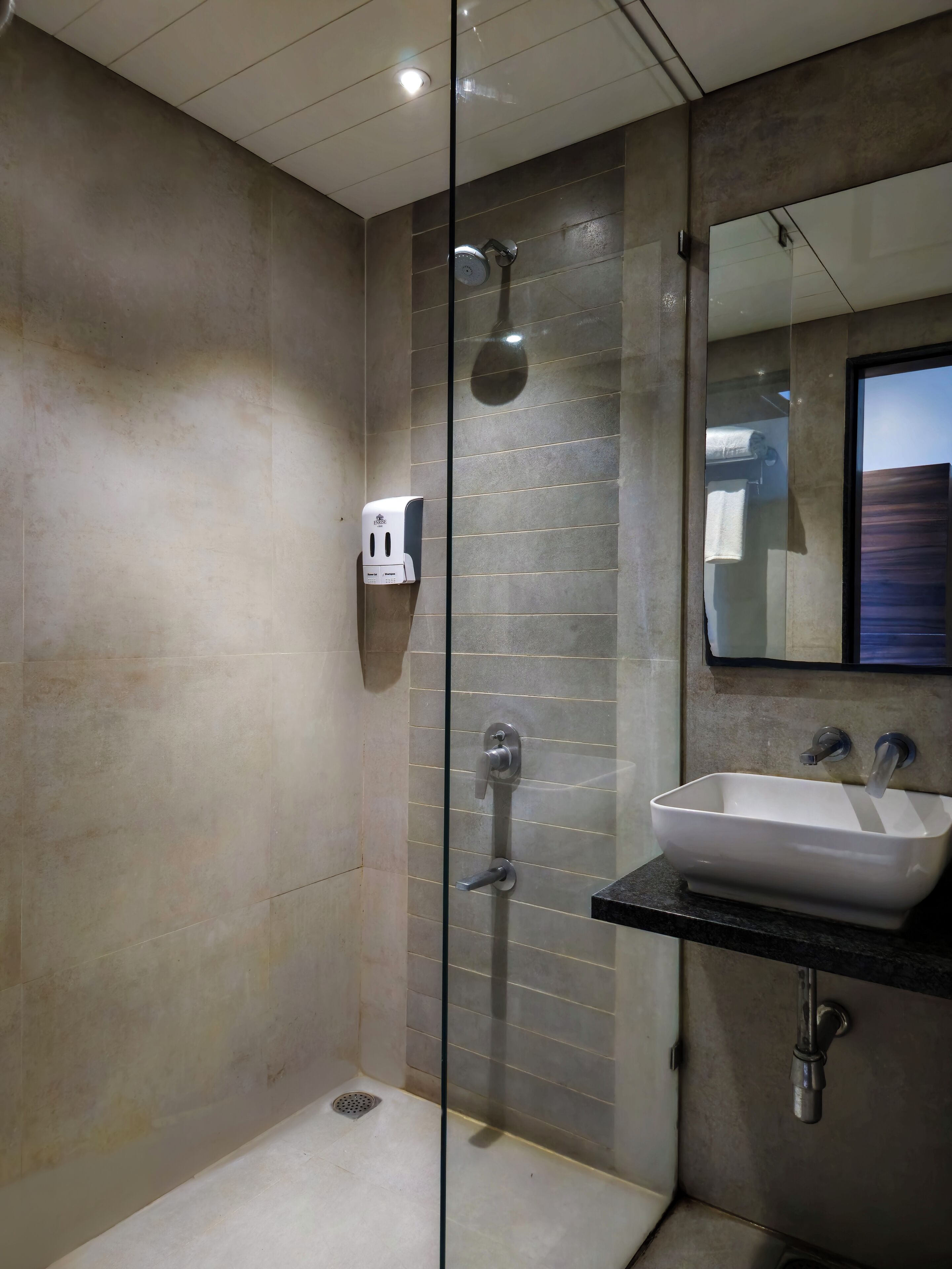 Dusche, Bidet, Handtücher, Seife