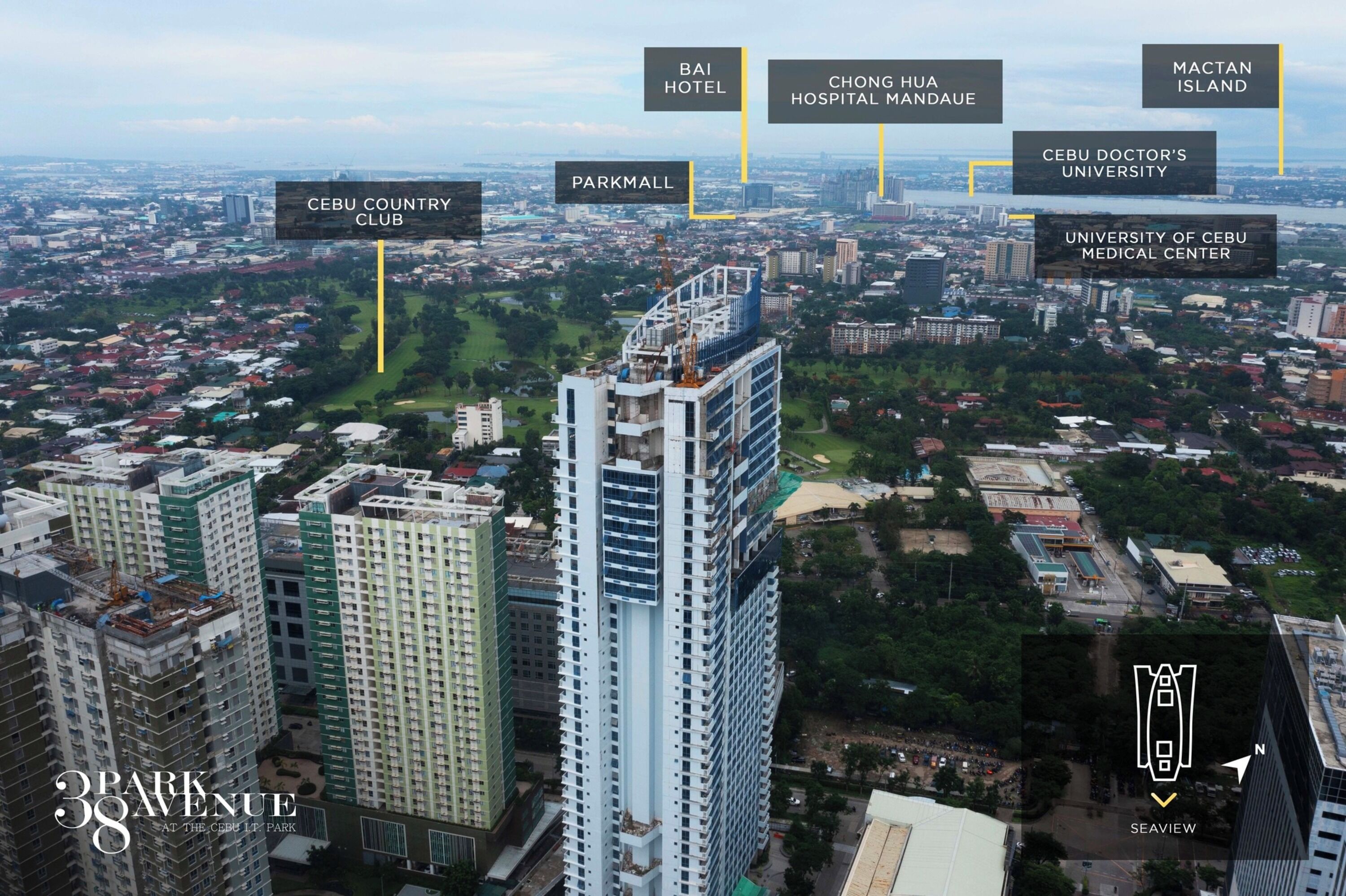 A high-rise building with multiple floors, surrounded by a cityscape.