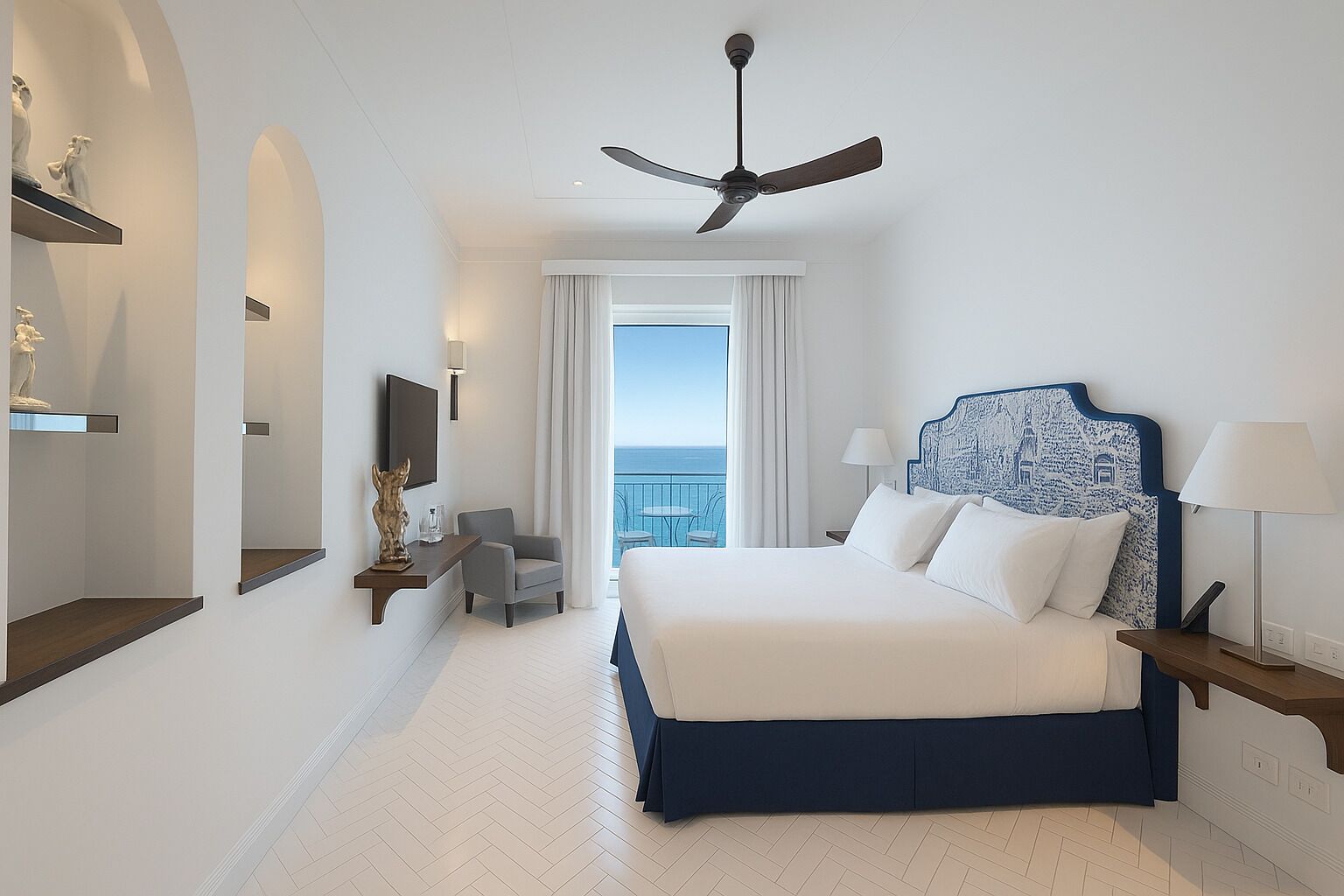 Deluxe Premium with sea view | Minibar, in-room safe, desk, blackout curtains