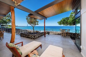 Outdoor dining - Hale Kale:Direct Oceanfront Masterpiece,Modern Spectacular One of a Kind Home (KAILUA KONA)