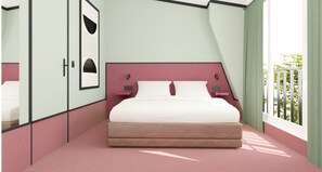 1 slaapkamer, een kluis op de kamer, verduisterende gordijnen
