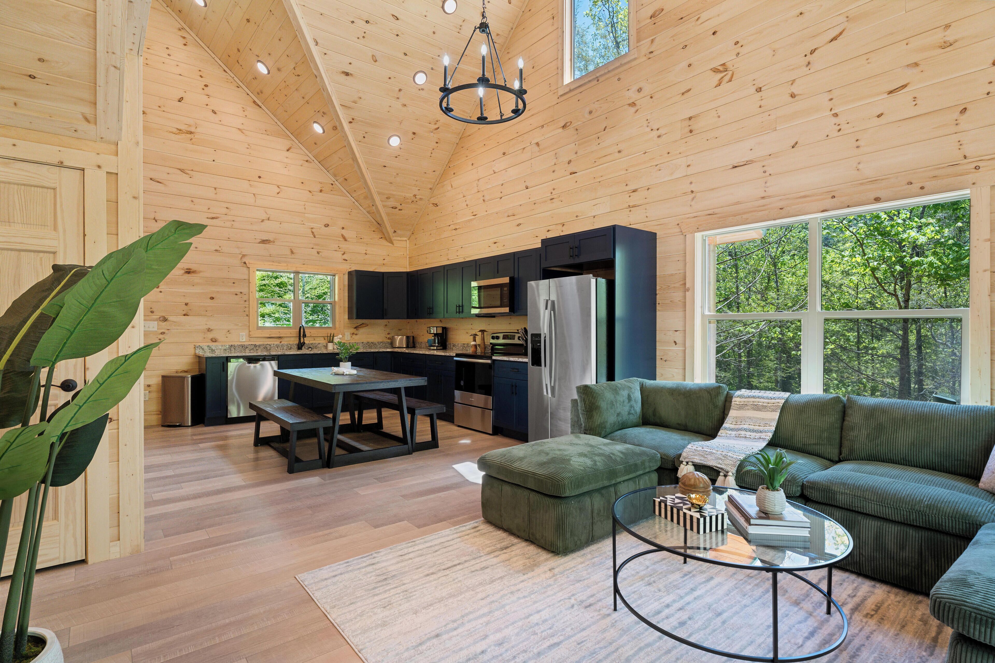 Smart TV, fireplace, video games, DVD player