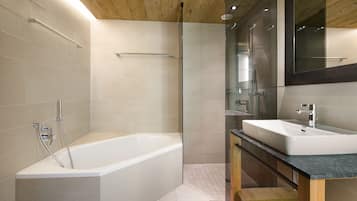 Shower, hair dryer, toilet paper
