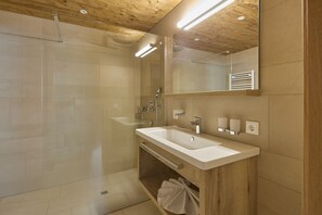 Shower, hair dryer, toilet paper