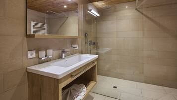 Shower, hair dryer, toilet paper