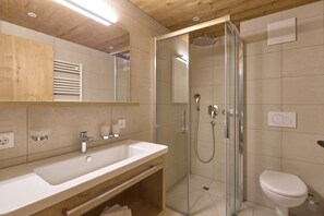 シャワー、ヘアドライヤー、トイレットペーパー