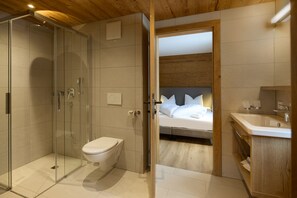 Shower, hair dryer, toilet paper