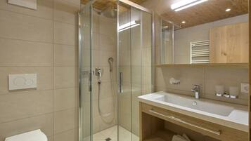 Shower, hair dryer, toilet paper