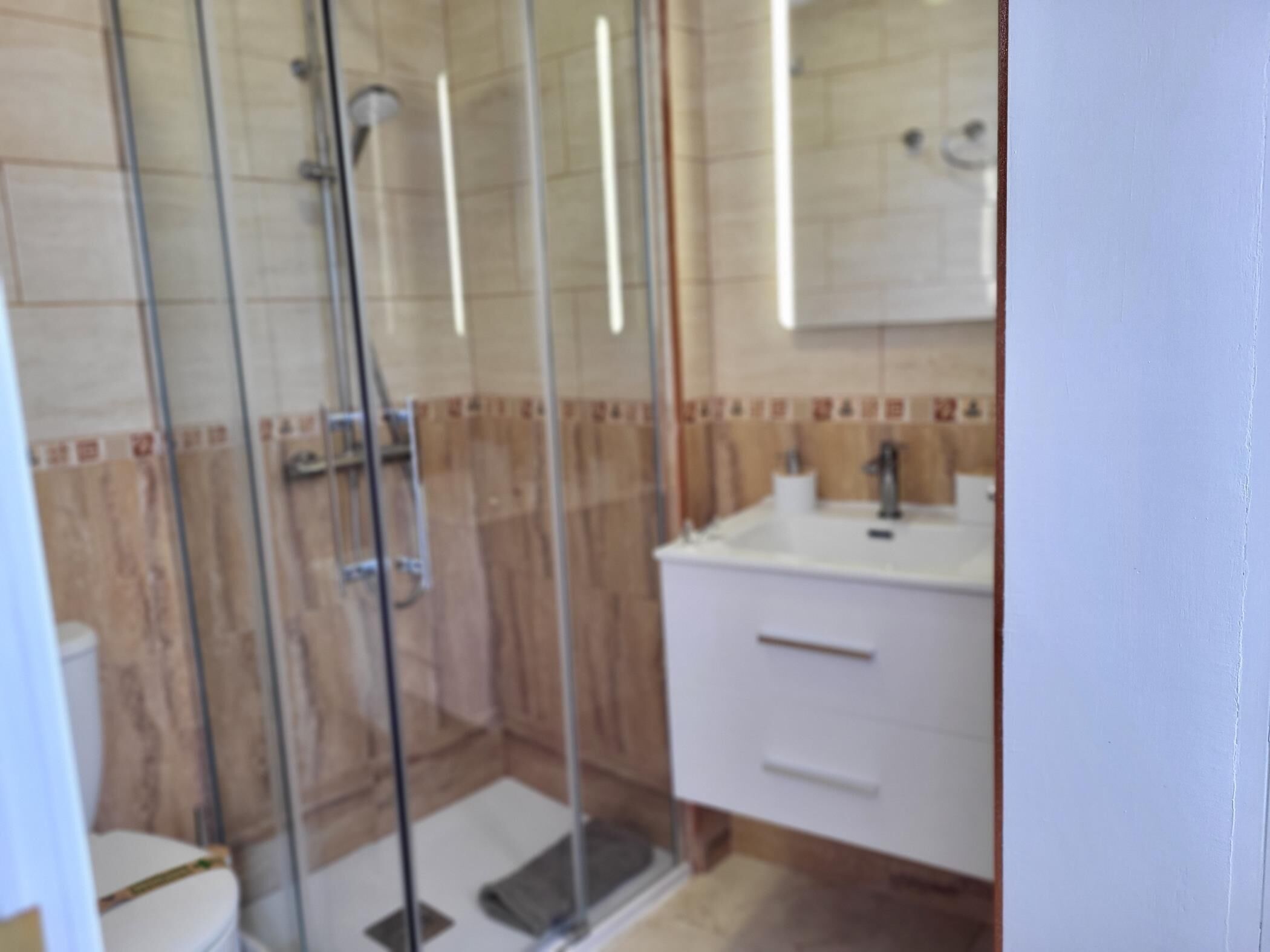 Ducha, secador de pelo y toallas