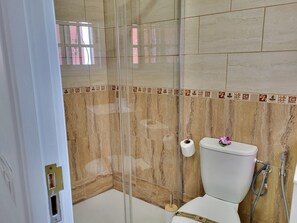 Shower, hair dryer - Guest House Las 7 Islas, Grey Room Airco (Adeje)