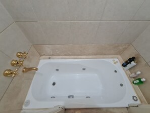 Hair dryer, bidet, towels, soap