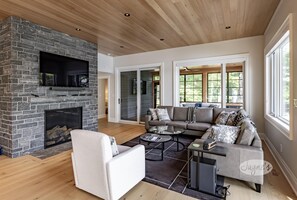 Televisión y chimenea 