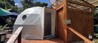 Jungle Geodome with private bathroom, deck, and garden.
