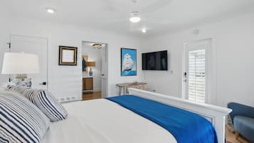 1 bedroom, desk, iron/ironing board, travel cot