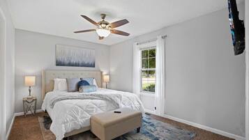 3 bedrooms, iron/ironing board, travel cot, WiFi