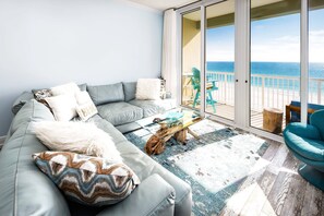 Smart TV, stereo - Waters Edge 613 • Top Floor Beach Gem, Perfect Views, Luxury Condo, Pool, Covered Parking (Fort Walton Beach)