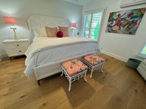 1 bedroom, desk, iron/ironing board, travel crib