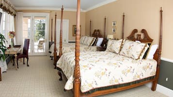 Desk, iron/ironing board, travel crib, bed sheets