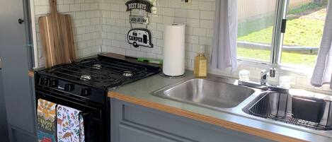 Microondas, horno y placa de cocina