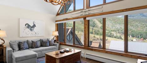 Smart TV, fireplace, DVD player