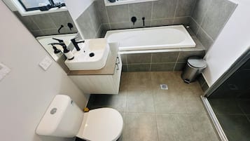 Shower, eco-friendly toiletries, hair dryer, towels