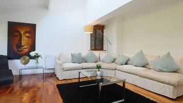 TV, fireplace, table football, offices