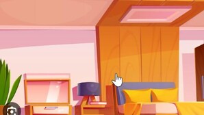 Quarto moderno com uma cama, uma cadeira, uma escrivaninha e um guarda-roupa.