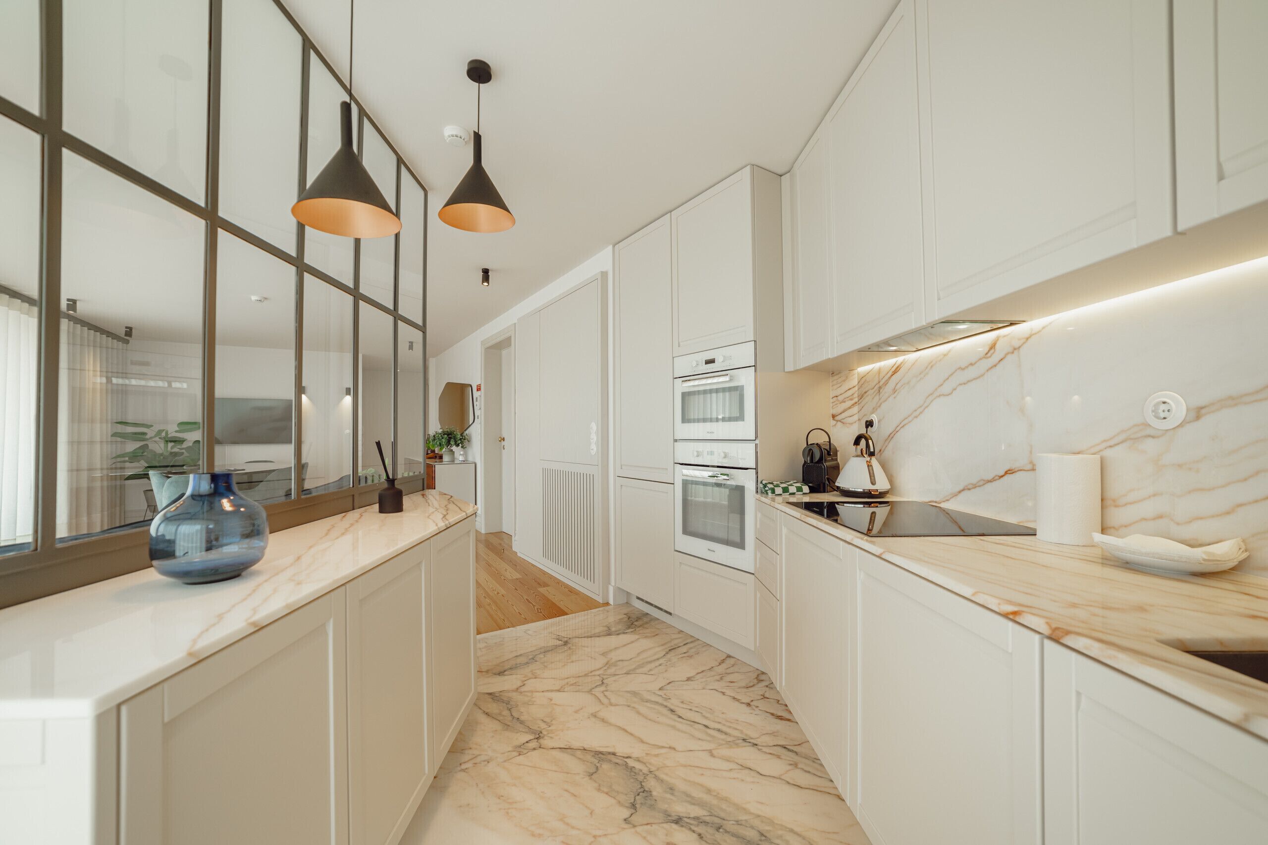 Fridge, microwave, oven, dishwasher