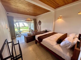 Deluxe Double Room, Patio, Sea View | Egyptian cotton sheets, premium bedding, Tempur-Pedic beds, minibar