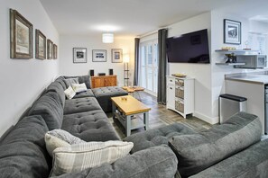 TV, DVD player, foosball, offices