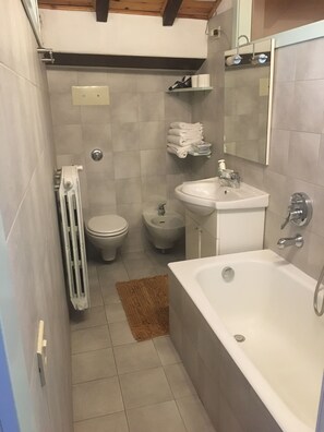 Dusche, Haartrockner, Bidet, Handtücher